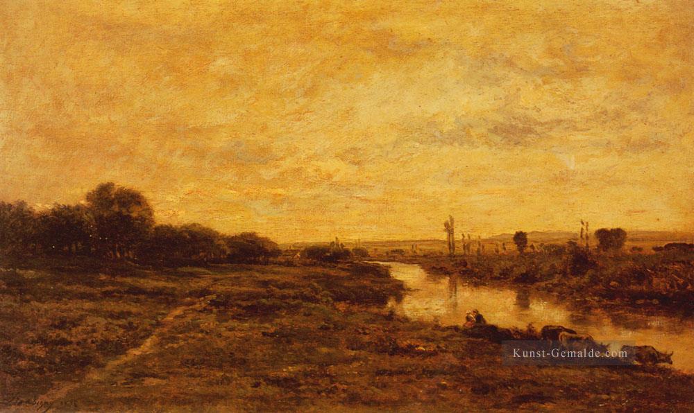 La Seine A Conflans Barbizon impressionistische Landschaft Charles Francois Daubigny Bach Ölgemälde